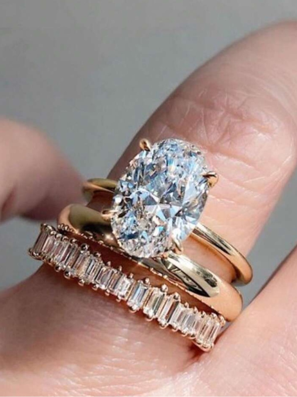 3pcs/Set Elegant Stacking Rings Paved Shining Artificial Zirconia Engagement /